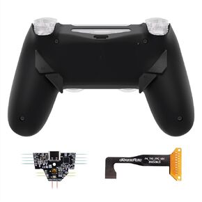 eXtremeRate Dawn Type-C Version Remap Kit for PS4 Slim Pro Controller JDM-040/050/055 with 6 Customizable Mapping Profiles, Black Redesigned Back Shell and 4 Back Buttons - Without Controller