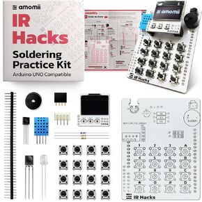 IR Hacks - Soldering Practice Kit for Arduino UNO - Infrared Technology Shield with OLED Screen, Keypad, IR Sensors - DIY Electronics Project for Adults and Teens