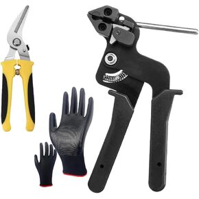 Stainless Steel Cable Tie Gun Metal Tie Wrap Gun Kit Heavy Duty Metal Zip Tie Tool for Fastening and Cutting Metal Cable Ties