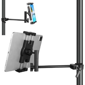 Tablet Holder for Microphone Stand/Mic Music Stand,Compatible with Screen Size 4.7~12.9" iPad/Nexus/LG G Pads/e-Reader/iPhone,Multi Angle Flexible Adjustable Aluminum Alloy Mount