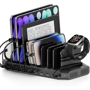 محطة شحن Unitek لأجهزة متعددة - محطات شحن سريعة بقدرة 140 واط USB C لأجهزة الكمبيوتر المحمول وقاعدة شحن iPad مع حامل شحن بحد أقصى PD 60 واط مع ساعة ذكية وحامل Airpods لجهاز MacBook Phone Tablet in Kuwait