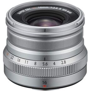 Fujifilm XF 16mm f/2.8 R WR Lens, Silver, Bundle with 49mm Digital Essentials Filter Kit and 15x15 Lens Wrap