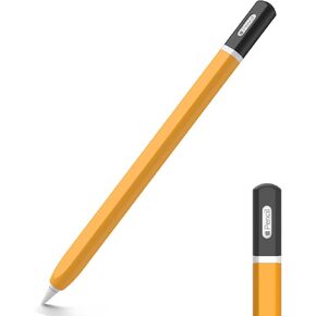 Apple Pencil 2nd Generation case, Silicone Apple Pencil 2 Sleeve Classic Pencil Design Cover Perfect Grip Skin Compatible with Apple Pencil 2nd Generation（Yellow）