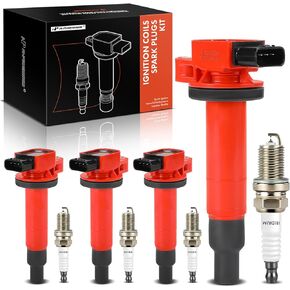 A-Premium Set of 4 Ignition Coil Pack and Iridium Spark Plugs Compatible with Toyota Prius 2001-2009, Yaris 2006-2018, Echo 2000 L4 1.5L