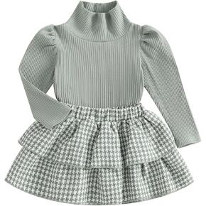 Douhoow Toddler Girl Skirt Set Baby Girl Sweatshirt Tops Baby Skirt Toddler Girl Fall Winter Outfits Festival Clothes