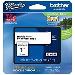 3 Pack Laminated Tape, 1 Inch, Black on White (TZe251) , LABELS, PTOUCH
