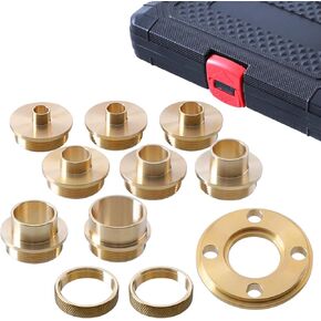 11Pcs/Set Router Bushing Set, Brass Template Router Bushing Kit, 8 Sizes, Router Accessory with Lock Nut Adapter for Cut?Out Work Dovetailing