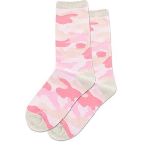 Hotsox Kid's Camouflage Crew Socks 1 Pair, Pink, Kid's Medium/Large