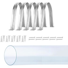 POWERTEC 70405 Clear PVC Pipe 4" x 36" Long Rigid Plastic Tubing and 5-PK Stainless Steel Hose Hangers with Self Tapping Drywall Anchors and Screws, 4-Inch