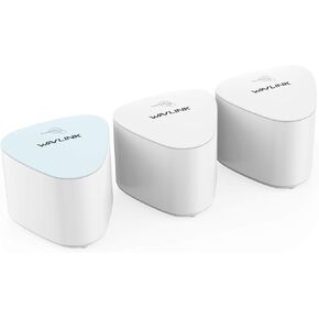 نظام Wavlink Whole Home Mesh WiFi، ثنائي النطاق، 2.4 جيجا هرتز/300 ميجا بت في الثانية + 5 جيجا هرتز/1733 ميجا بت في الثانية، حتى 6,000 قدم مربع. التغطية، جهاز توجيه WiFi AC2100 وموسعين، 3 عبوات