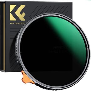 K&F Concept 55mm Black Diffusion Mist 1/4 Effect & Variable ND2-400 (1-9 Stops) Neutral Density Filter 2 in 1, Putter Adjust Multi-Function Camera Lens Filter with 28 Multi-Coated (Nano-X Series)
