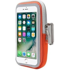 Sport Running Armband Cell Phone Arm Band Holder Bag Pouch Case for Samsung Galaxy S24 S23 S22 Plus S21 S20 FE A15 A25 A52 A53 A54 iPhone 15 14 13 12 11 Pro Max Google Pixel 7a 6a Pixel 8 7 6 (Orange)