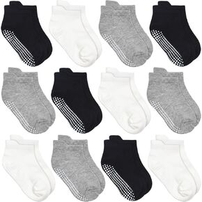Non Slip Toddler Socks with Grip Baby Girls Boys Ankle Socks for Kids Children 6 Months-7 Years Old 12 Pairs