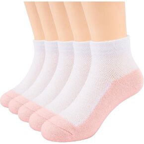 Meeshine 5 Packs Baby Girls Boys Low Cut Socks Cotton Crew Mesh Thin Toddler No Show Ankle Dress Socks Kids 1-8T