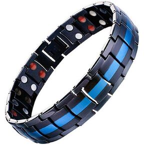 Magnetic Bracelets for Men 18K Gold Plating Double Strength Magnets and 4in1 Elements Men Bracelets 8.5inches adjustable