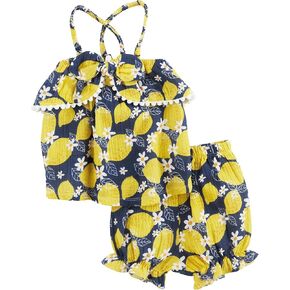 Mud Pie Baby Girls' Short Set, Lemon, Medium, 2T-3T