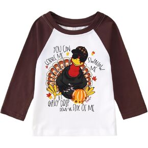 Toddler Baby Boy Girl Gobble Shirt Thanksgiving Turkey Print Long Sleeve Blouse Top Kid Fall Casual Clothes