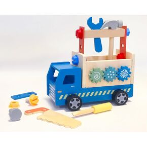 Brilliant Baby® - Toolbox Truck | Toddler Learning Toy | Educational and Fun Wooden Truck Baby Toy with Tools for Early Childhood Development | Interactive Wooden Toy Truck for Toddler and Baby