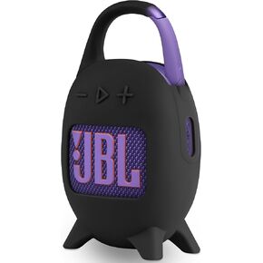 Geiomoo Silicone Carrying Case for JBL Clip 5, Protective Portable Scratch Shock Resistant Cover (Black)