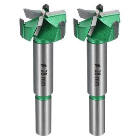 HARFINGTON 2pcs Forstner Drill Bits 1" (25mm) Carbide Upgraded 3 Flutes Wood Hinge Drill Bits Opener Cutter for Hole Drilling Woodworking, Green