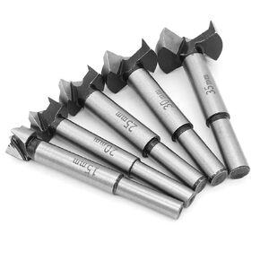 Fixinus 5 Pieces Forstner Drill Bit Set 15-35mm, Forstner Bits High Speed Steel Wood Tool Punching Bit Wood Slabs Flat Wing Drilling Hole Hinge, 35mm 30mm 25mm 20mm 15mm