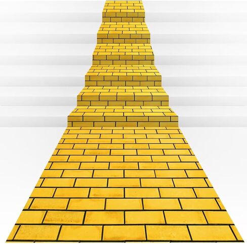 4.5 x 20 Feet Yellow Brick Road Floor Runner for Wizard Party Decorations,Large Disposable Brick Stone Wall Backdrop for Photography for Halloween Princess Cosplay Medieval Castle Party Decorations in Kuwait