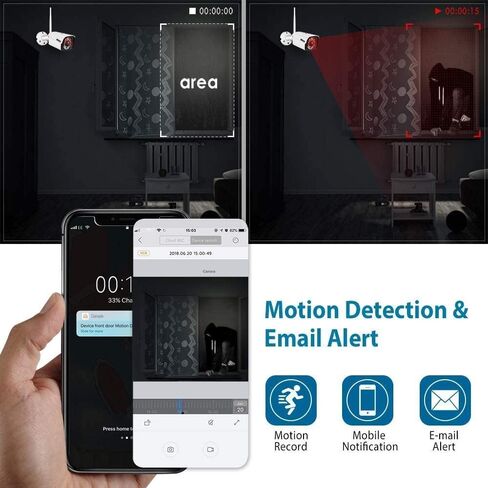 Eversecu 4CH Smart Wireless Security Camera System 4pcs 2K 3MP Outdoor Cameras & DVR Kit Support Face Capture/Record&Playback, Line Crossing/Intrusion Detection, Smartphone PC Remote View in Saudi Arabia