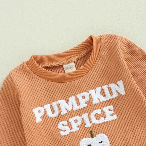 Madjtlqy Baby Girl Boy Halloween Outfit Waffle Embroidery Sweatshirt and Pants Toddler Fall Winter Clothes in Saudi Arabia