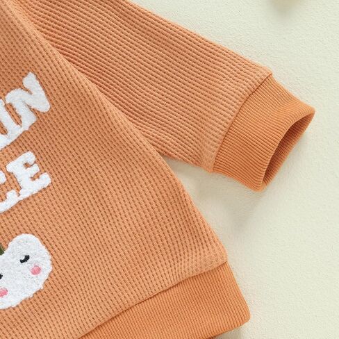 Madjtlqy Baby Girl Boy Halloween Outfit Waffle Embroidery Sweatshirt and Pants Toddler Fall Winter Clothes in Saudi Arabia