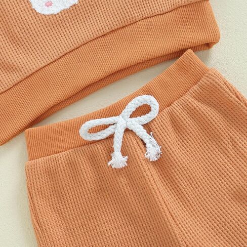 Madjtlqy Baby Girl Boy Halloween Outfit Waffle Embroidery Sweatshirt and Pants Toddler Fall Winter Clothes in Saudi Arabia