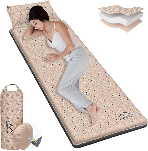 Self Inflating Sleeping Pad for Camping - 3.1" Thick Foam Sleeping Pad with Inflatable Bag, Lightweight Inflatable Camping Mattress Pad for Car Camping Backpacking Hiking Camping Mat in Saudi Arabia
