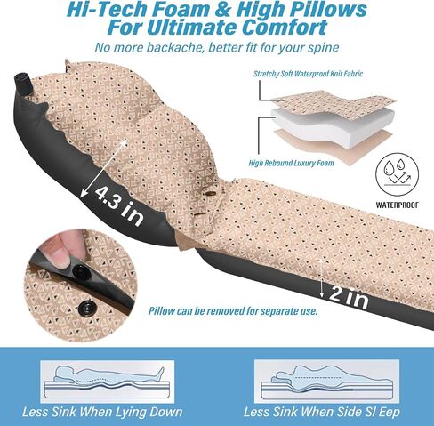 Self Inflating Sleeping Pad for Camping - 3.1" Thick Foam Sleeping Pad with Inflatable Bag, Lightweight Inflatable Camping Mattress Pad for Car Camping Backpacking Hiking Camping Mat in Saudi Arabia