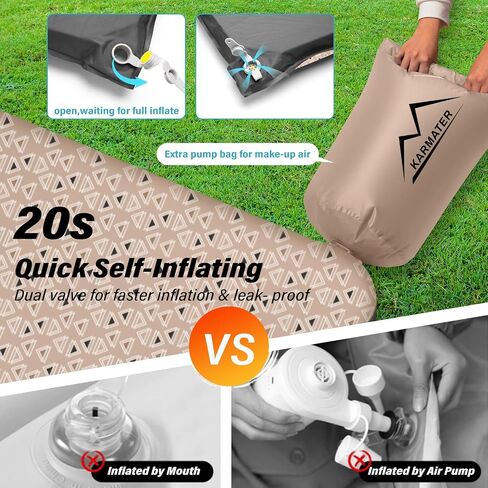 Self Inflating Sleeping Pad for Camping - 3.1" Thick Foam Sleeping Pad with Inflatable Bag, Lightweight Inflatable Camping Mattress Pad for Car Camping Backpacking Hiking Camping Mat in Saudi Arabia