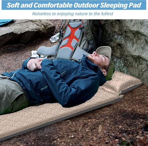 Self Inflating Sleeping Pad for Camping - 3.1" Thick Foam Sleeping Pad with Inflatable Bag, Lightweight Inflatable Camping Mattress Pad for Car Camping Backpacking Hiking Camping Mat in Saudi Arabia