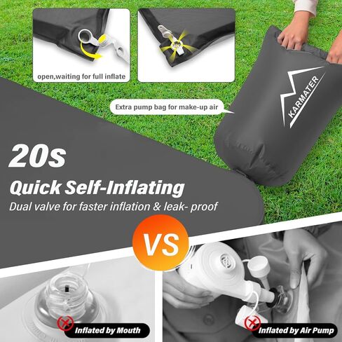 Self Inflating Sleeping Pad for Camping - 3.1" Thick Foam Sleeping Pad with Inflatable Bag, Lightweight Inflatable Camping Mattress Pad for Car Camping Backpacking Hiking Camping Mat in Saudi Arabia