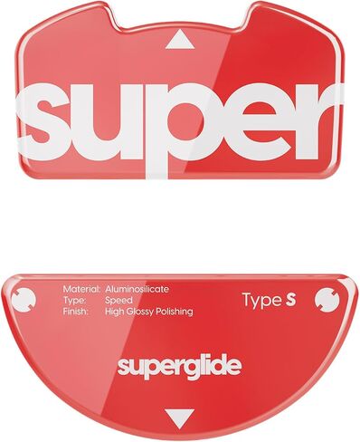 زلاجات ماوس زجاجية Superglide - انزلاق فائق النعومة، حافة مستديرة مصقولة، أقدام ماوس ألعاب سريعة للغاية مع نعل متين لجهاز Razer Viper V3 Pro (Type-S، أحمر) in Saudi Arabia