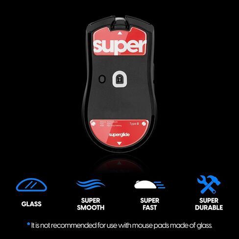 زلاجات ماوس زجاجية Superglide - انزلاق فائق النعومة، حافة مستديرة مصقولة، أقدام ماوس ألعاب سريعة للغاية مع نعل متين لجهاز Razer Viper V3 Pro (Type-S، أحمر) in Saudi Arabia