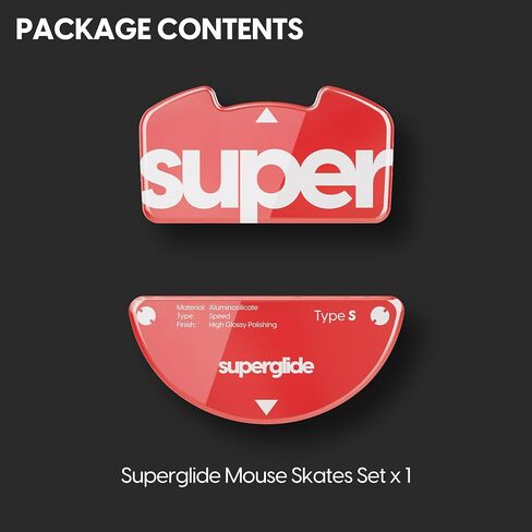 زلاجات ماوس زجاجية Superglide - انزلاق فائق النعومة، حافة مستديرة مصقولة، أقدام ماوس ألعاب سريعة للغاية مع نعل متين لجهاز Razer Viper V3 Pro (Type-S، أحمر) in Saudi Arabia