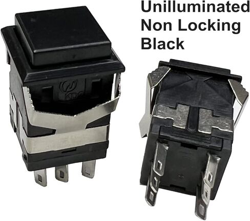 10Pcs Non Locking Push Button Switch 19x19mm KD2-22 8 Pins with Light Inside Illuminated 3A 250V Without Lock Black in Kuwait