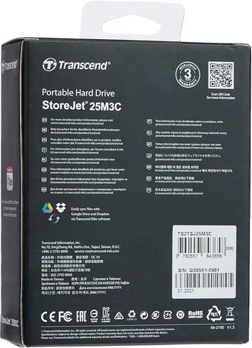 Transcend 4TB StoreJet 25M3S USB 3.1 Portable Hard Drive Rugged, Anti-Shock Resistant, Compact and Lightweight with Lightning-Fast Speeds and a One Touch Backup Button (Iron Grey) TS4TSJ25M3S in Saudi Arabia