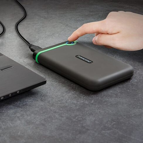 Transcend 4TB StoreJet 25M3S USB 3.1 Portable Hard Drive Rugged, Anti-Shock Resistant, Compact and Lightweight with Lightning-Fast Speeds and a One Touch Backup Button (Iron Grey) TS4TSJ25M3S in Saudi Arabia