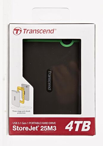 Transcend 4TB StoreJet 25M3S USB 3.1 Portable Hard Drive Rugged, Anti-Shock Resistant, Compact and Lightweight with Lightning-Fast Speeds and a One Touch Backup Button (Iron Grey) TS4TSJ25M3S in Saudi Arabia