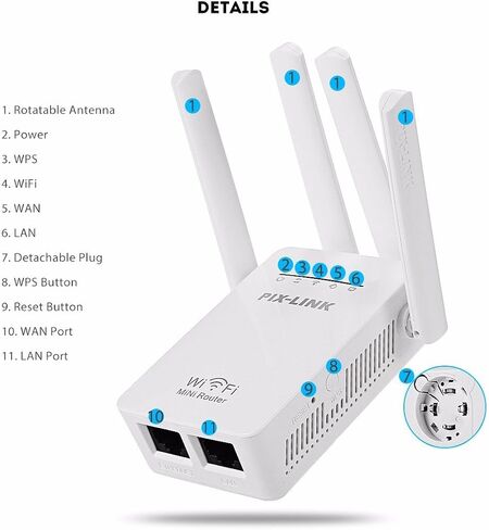 Wi-Fi Range Extender, 2.4GHz,Wireless Signal Booster & Repeater (Up to 1200Mbps Speed)， Up to 1500 sq. ft Coverage, PoE Switch, Two Ethernet Port, Long Range in Saudi Arabia