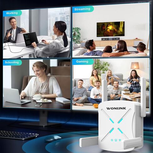AX1800 واي فاي 6 موسعات إشارة معززة للمنزل، موسع نطاق واي فاي معزز مع منفذ جيجابت إيثرنت، موسع الإنترنت معزز ثنائي النطاق 1800 ميجابايت في الثانية واي فاي مكرر، إعداد WPS in Kuwait