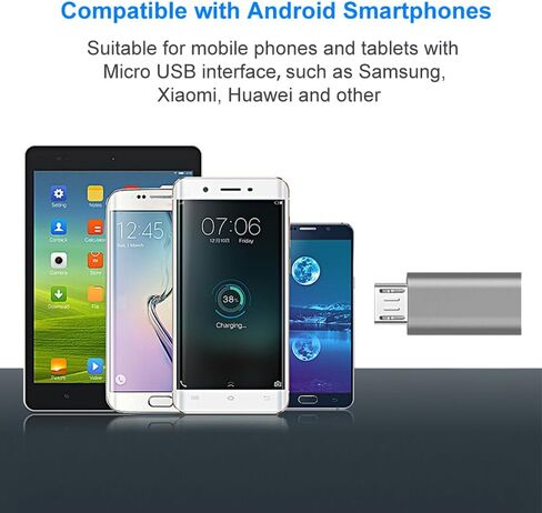 محول USB C إلى Micro USB، محول USB من النوع C أنثى إلى Micro USB Male متوافق مع Samsung Galaxy S7/S6/S5/S4/S3، Note 5/4/3، وهواتف Android والأجهزة اللوحية وأجهزة microUSB الأخرى (أسود) in Saudi Arabia