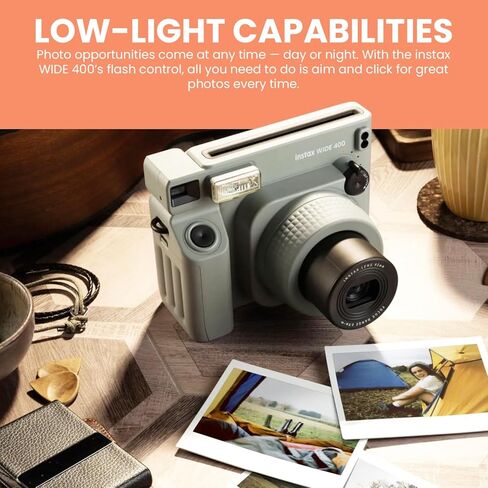 حزمة كاميرا FujiFilm Instax Wide 400 الفورية - تتضمن حزمة مزدوجة من فيلم الإطار العريض، وحقيبة حمل واقية من BluebirdSales، وقماش تنظيف، و4 بطاريات AA - محمولة - مثالية للسفر والمناسبات in Kuwait