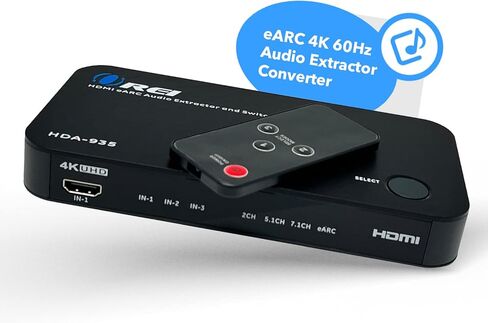 محول مستخرج الصوت OREI eARC 4K 60 هرتز 3x1 Soundbar 18G HDMI 2.0 ARC - HDCP 2.2 - Dolby Atmos Digital/DTS Passthrough CEC، HDR، دعم Dolby Vision HDR10 (HDA-935) in Kuwait