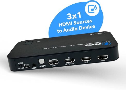 محول مستخرج الصوت OREI eARC 4K 60 هرتز 3x1 Soundbar 18G HDMI 2.0 ARC - HDCP 2.2 - Dolby Atmos Digital/DTS Passthrough CEC، HDR، دعم Dolby Vision HDR10 (HDA-935) in Kuwait