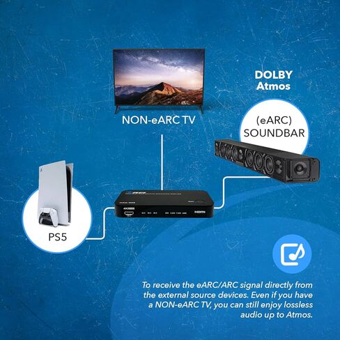 محول مستخرج الصوت OREI eARC 4K 60 هرتز 3x1 Soundbar 18G HDMI 2.0 ARC - HDCP 2.2 - Dolby Atmos Digital/DTS Passthrough CEC، HDR، دعم Dolby Vision HDR10 (HDA-935) in Kuwait