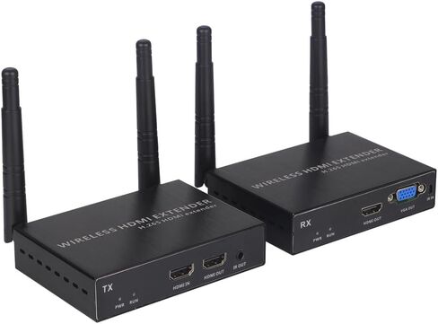 EXVIST 100M 1080P VGA Wireless HDMI Transmitter Receiver Kits W/HDMI & VGA Loop-Out, Up to 328 Feet, IR Support, Suitable for Transmitting from Laptop, PC, YouTube, PS4 to HDTV or Projector in Saudi Arabia